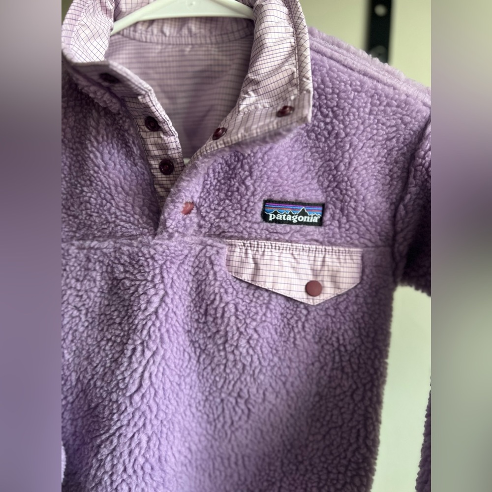 RARE Patagonia Vintage Reversible Snap-T Pullover in Lavender, Girls XXS